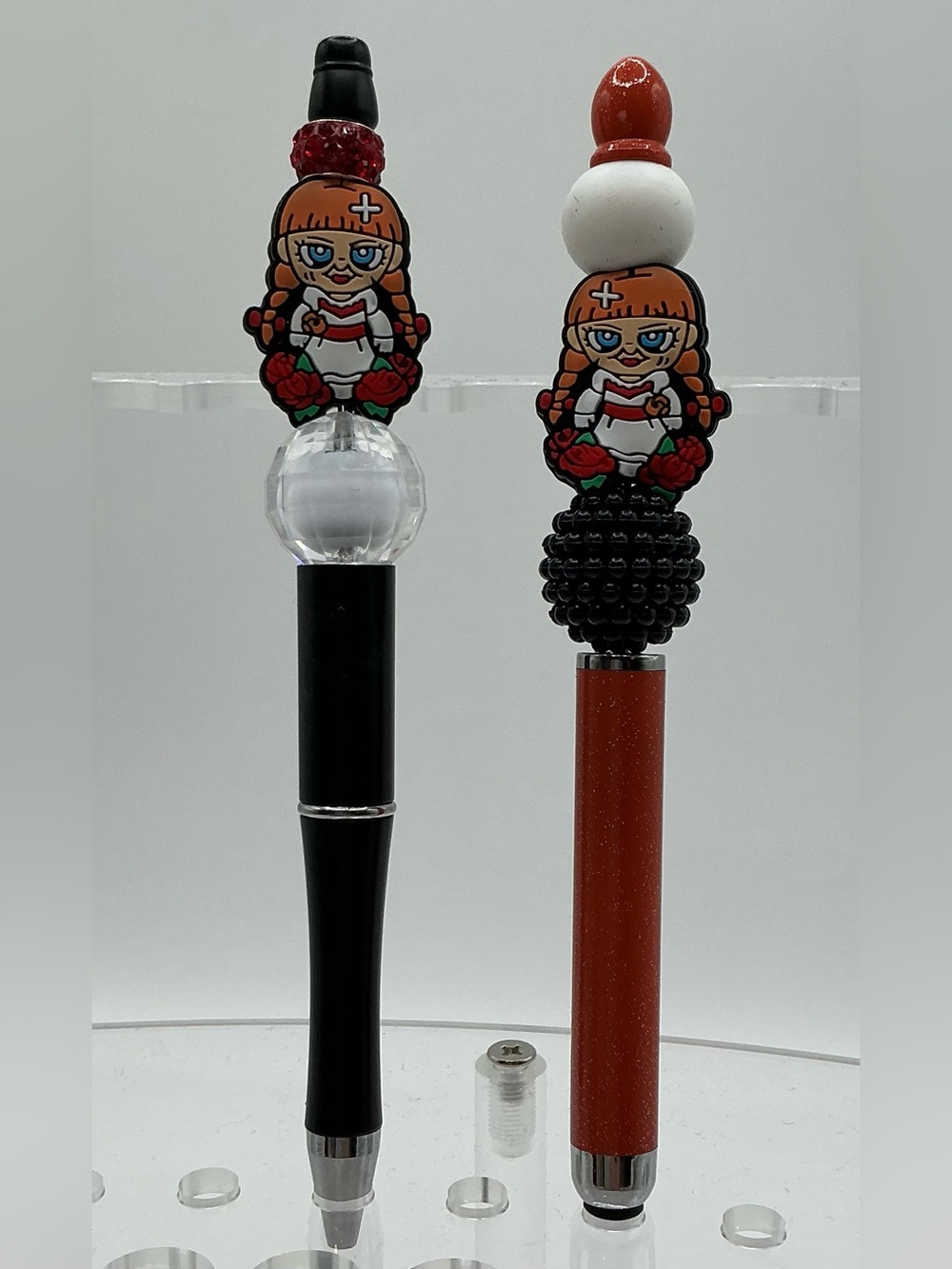 PEN AND STLUS SET ANNABELLE DOLL FROM MOVIE HANDMADE DECORATIVE BEADED